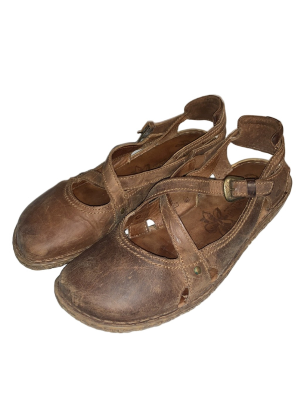 Women's Josef Seibel Brown Leather Sandals Size 9